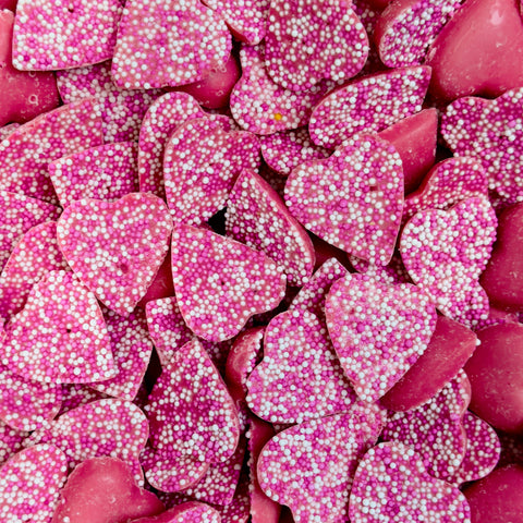 Corações de Chocolate Rosa com Pérolas