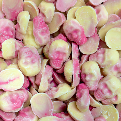 Caveiras de Chocolate Rosa e Branco