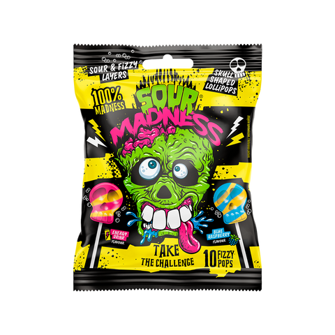 Sour Madness Skull Shaped Lollipops - GomaGoma